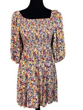 * New ~ ANGIE ~ Foral Balloon Sleeve Fit & Flare Dress Size M
